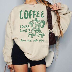 Coffee Lover Club Sweatshirt, Coffee Lover Shirt, Coffee Gift - Sand